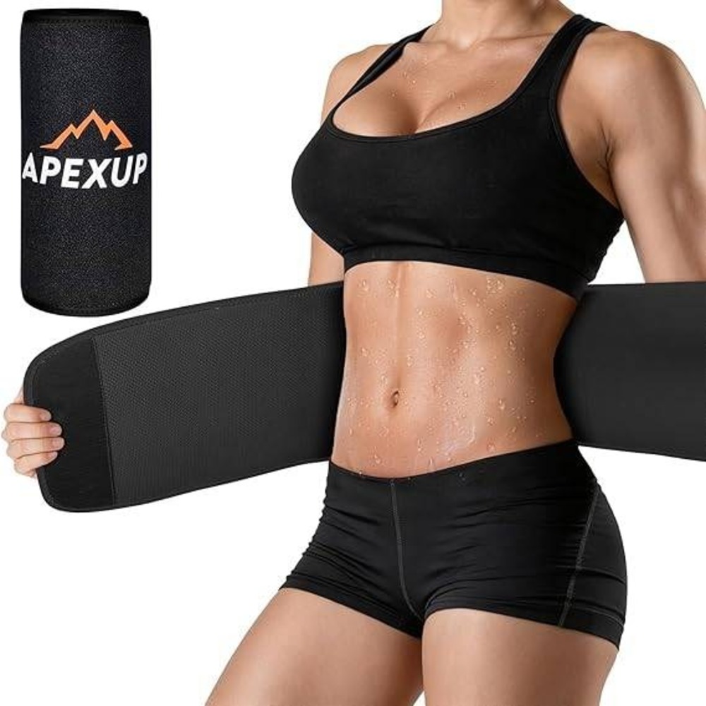 APEXUP M Black Waist Trainer Lower Belly Fat Sweat Band Stomach Wrap Waist
